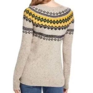 NWOT WEATHERPROOF VINTAGE Women's Yellow Pattern Tan Crew Neck Sweater XL